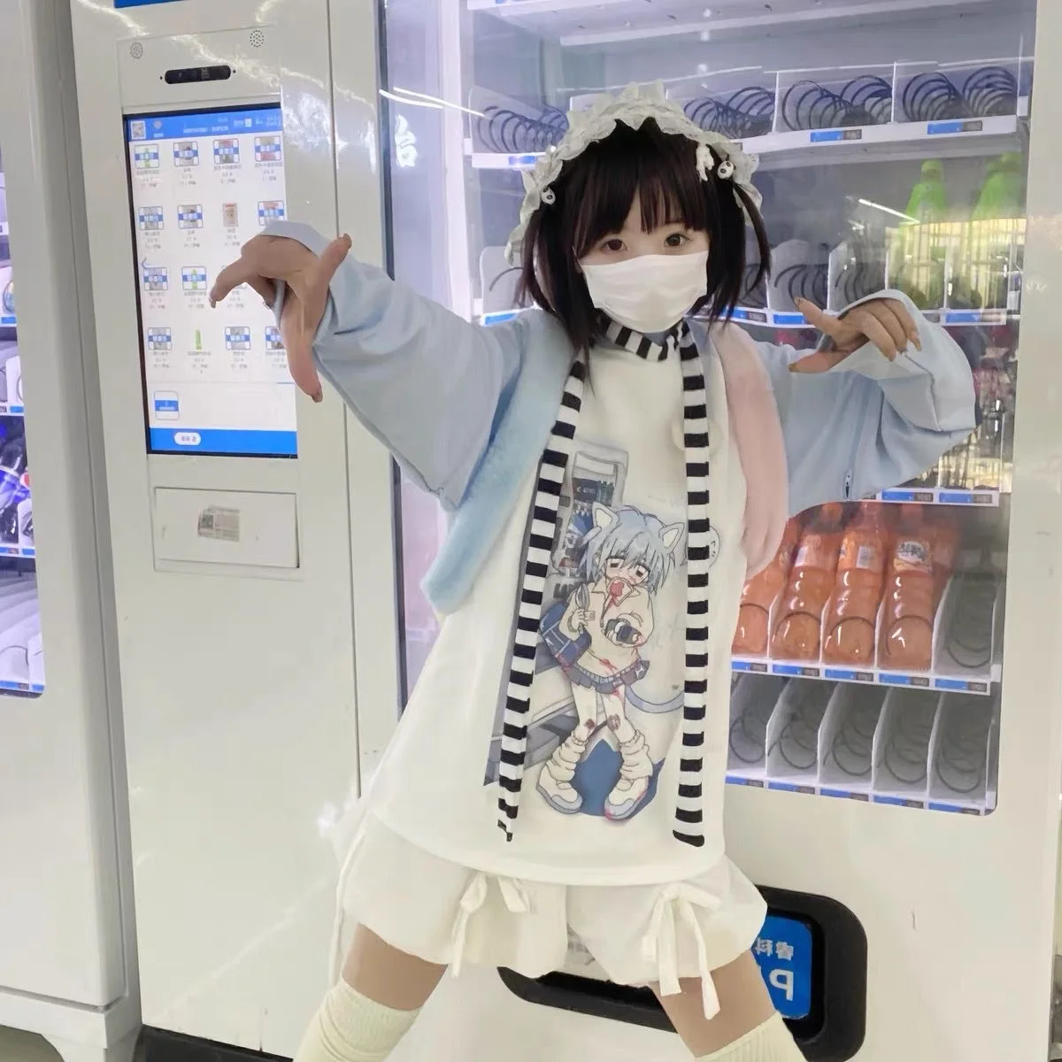 Japanese Woman Clothing with Removable Sleeve T-shirts Short Long Sleeve Female Clothing 2000s Summer Spring Kawaii Y2k Clothes