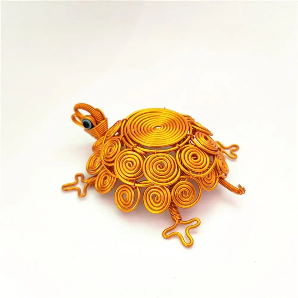 

Sculpture Handmade Turtle Statue Woven Collectible Aluminum Wire Tortoise Figurine Lucky Crafts Turtle Retro Ornaments