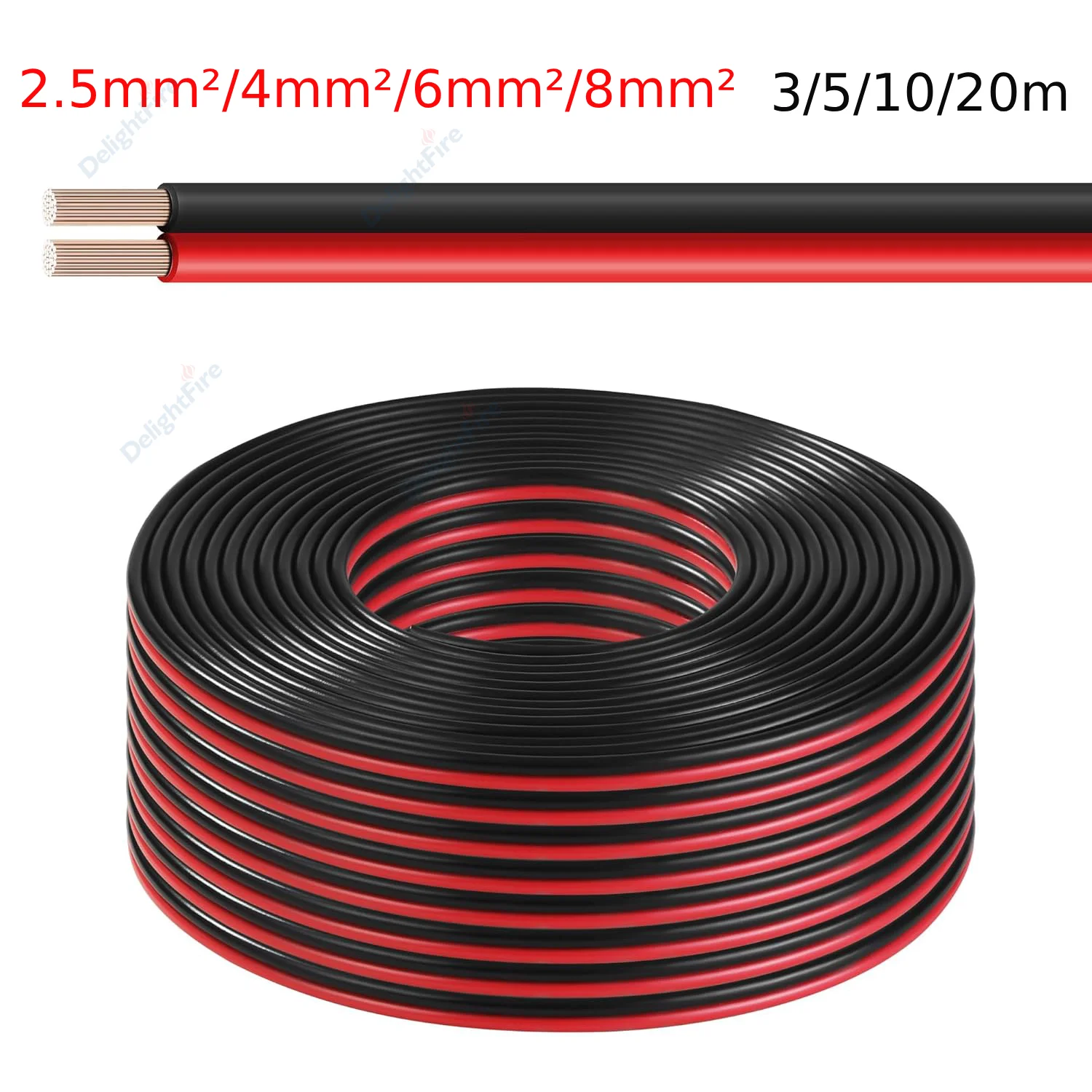 2pin-red-black-electrical-wire-25-4-6-8mm²-pvc-sheath-flat-cable-for-car-automotive-motor-solar-panel-inverter-battery-speakers