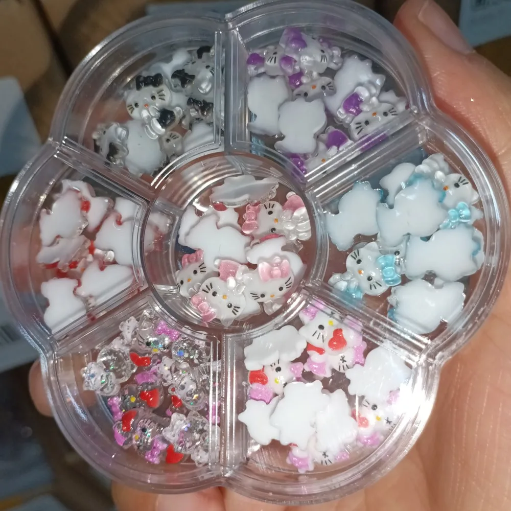 30/35/50/70pcs Hello Kitty Nail Rhinestone Sanrio Kawaii Cartoon Kuromi Nail Jewelry Charm Kit Flat-back Gems for Manicure Parts