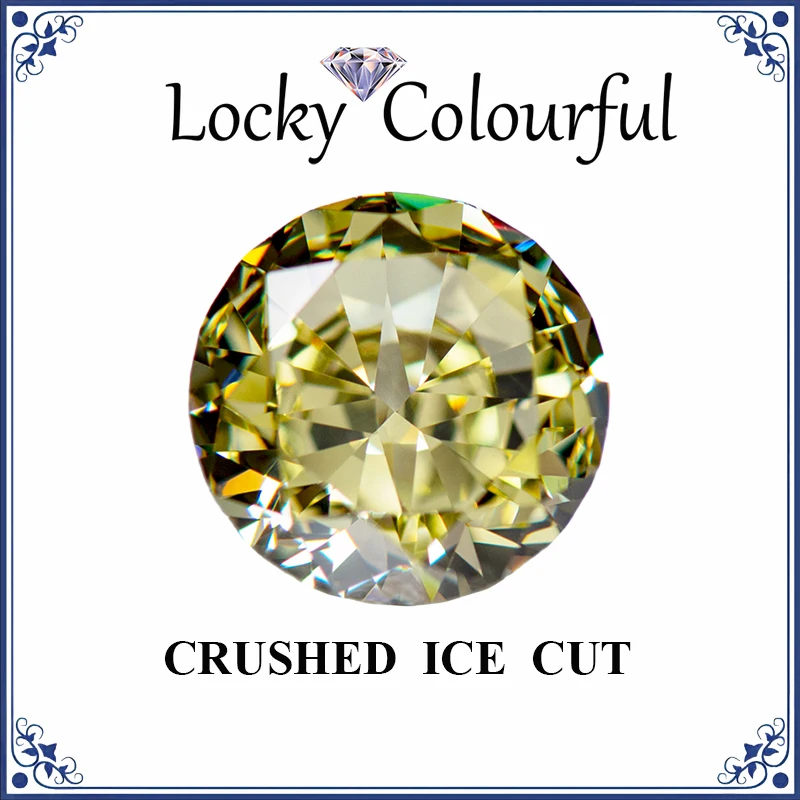 

Cubic Zirconia Crushed Ice Cut Round Shape Olive Yellow Color Charms for Jewelry Making Rings Pendant Materials No Certificate