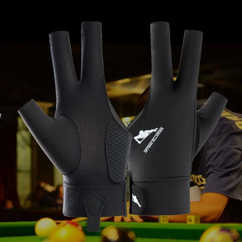 New Three Fingers Snooker Glove Left Right Hand Anti-slip Billiard Glove Breathable Elastic Training Glove Fitness Accessories