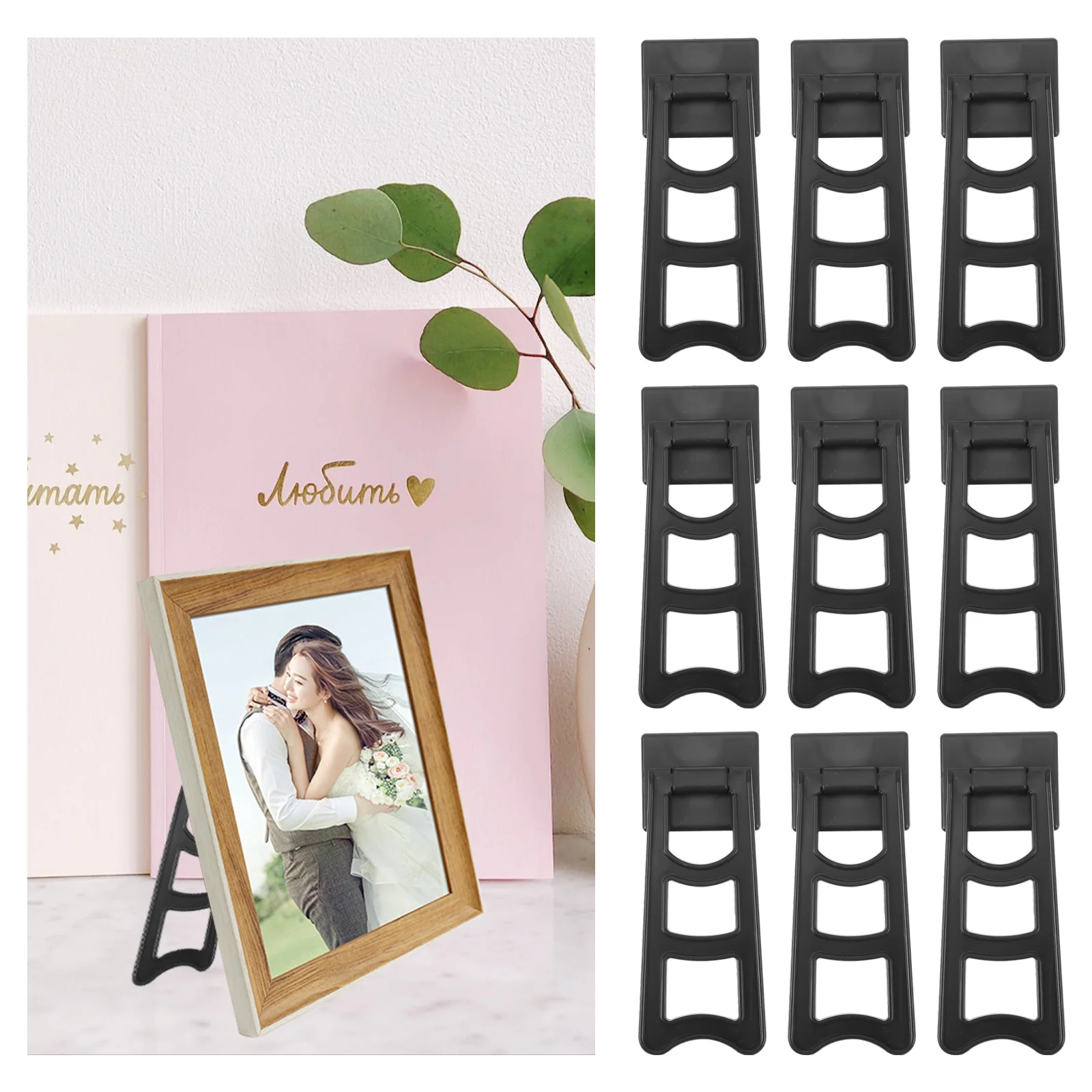 50 Pcs Photo Frame Holder Plate Stand Support Picture Frames Photograph Tabletop Holders Desktop Organizer Trapezoid Brackets