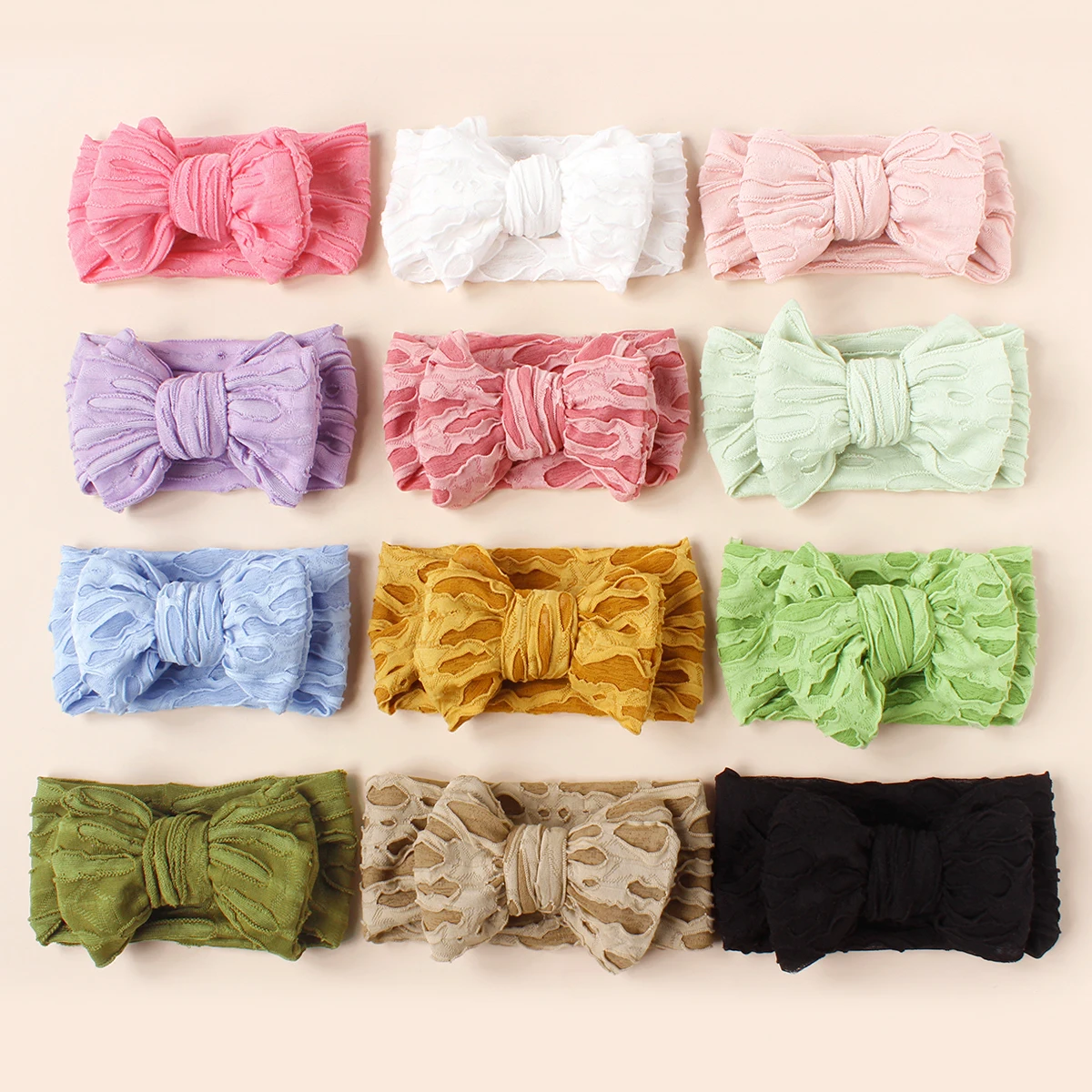 1pc 2023 New Ribbed Baby Bowknot Headbands Newborn Elastic Hairbands Criança Meninas Lace Headband Kid Head wrap Headwear Crianças