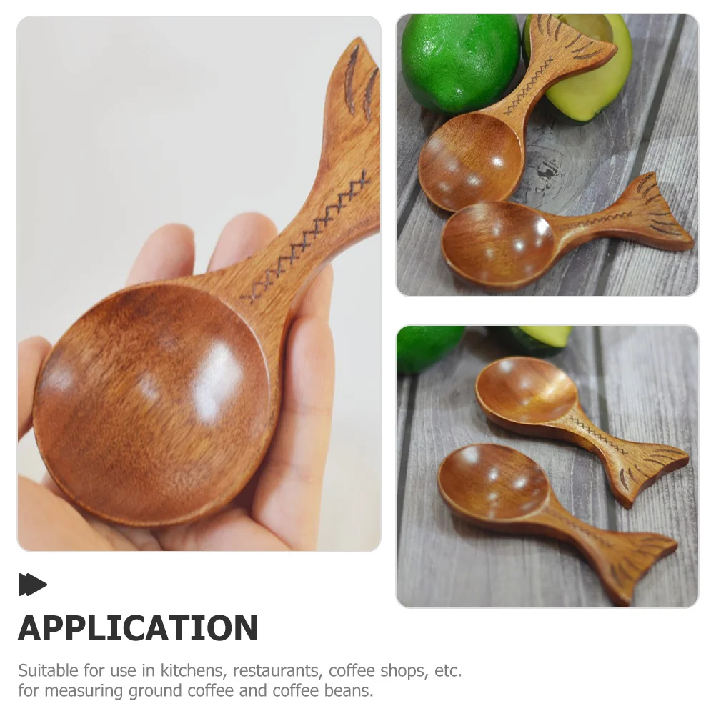 

Wooden Coffee Bean Scoop Fish Design Nanmu Measuring Spoon Precise Measurement for Coffee Powder Milk Powder Household Supplies