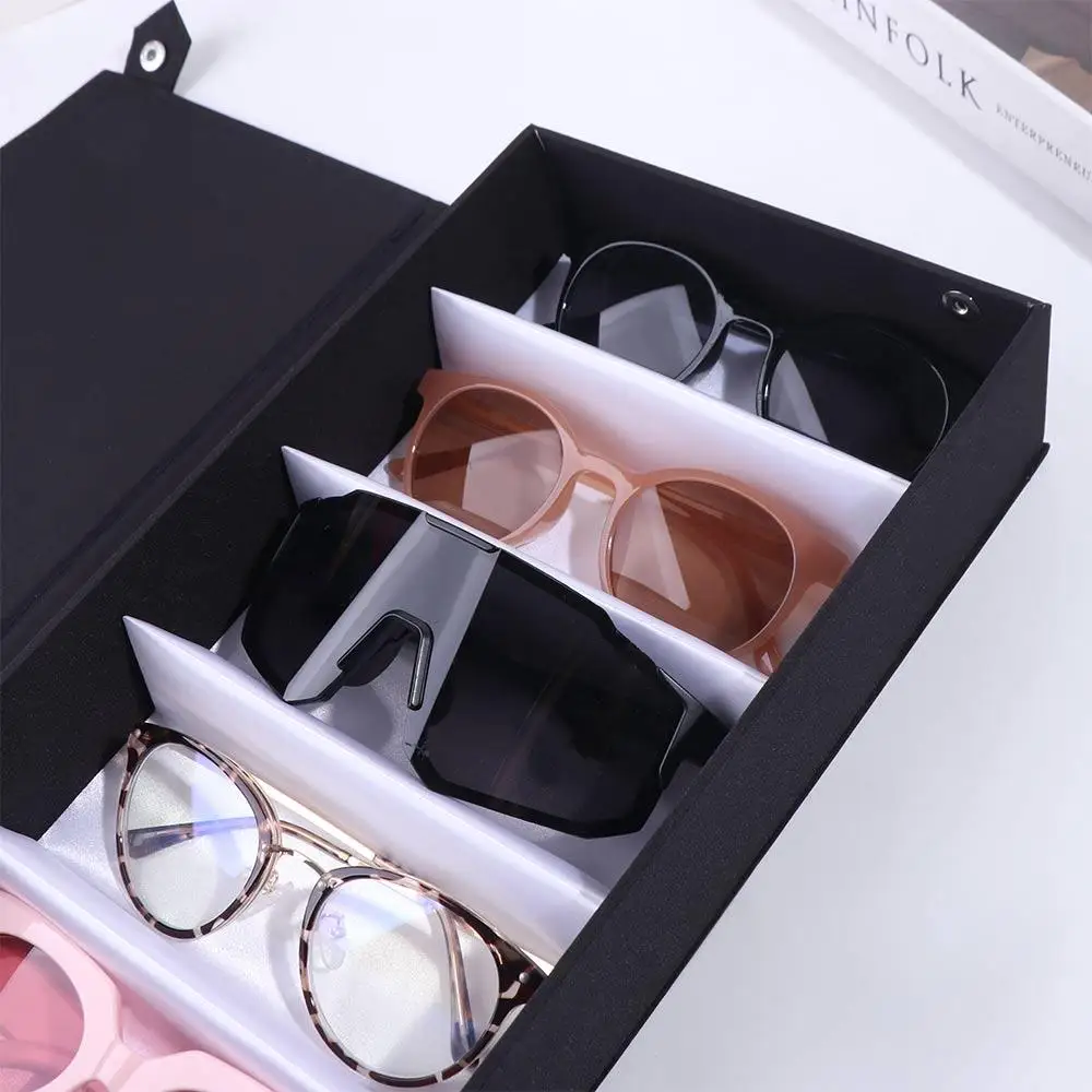 Foldable 5/8/15 Slot PU Glasses Case Grids Eyewear Holder Sunglasses Box Jewelry Organizer Jewelry Display Box Men
