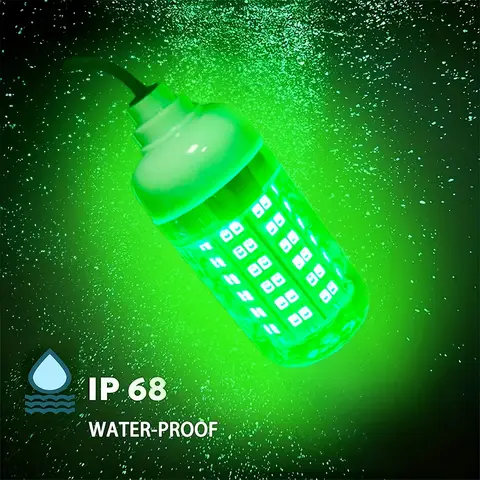 108-LED Underwater Fishing Green Light Night Attractor IP68 Waterproof USB Fishing Lamp High Brightness with 196.85inch Cable
