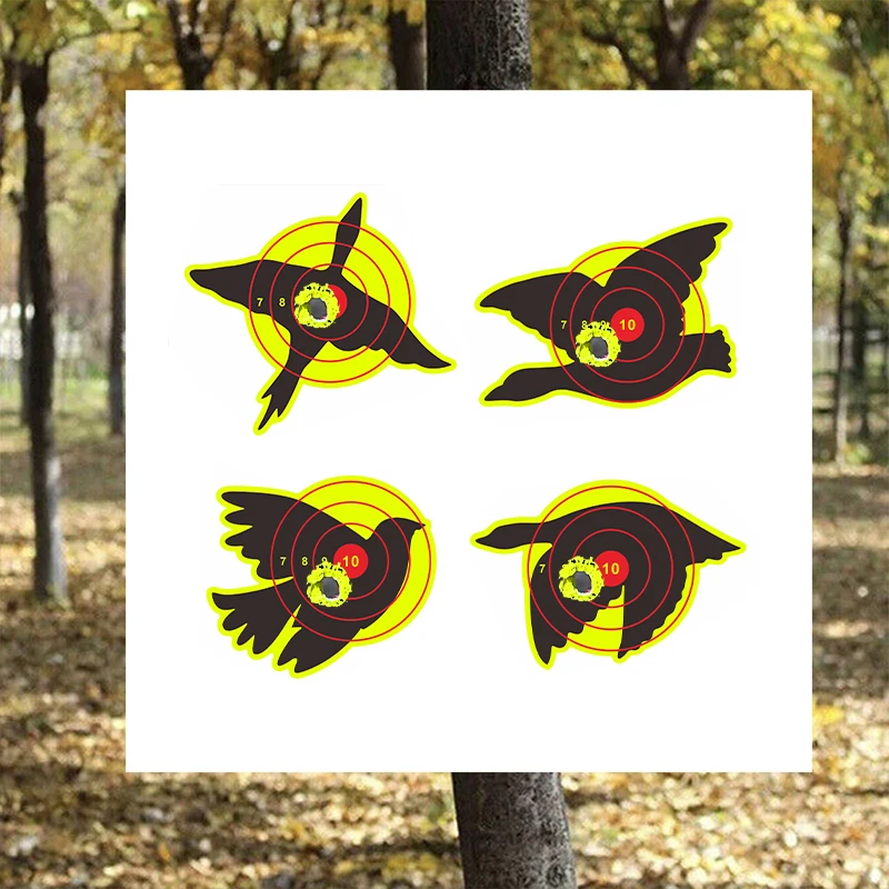 5 pezzi 12 pollici * 12 pollici anello a forma di uccello può essere incollato con concentrazione rossa autoadesiva bersaglio carta pratica di tiro adesivo bersaglio bersaglio tiro etichetta di colore fluorescente (può essere utilizzata per la pratica della pistola reale)
