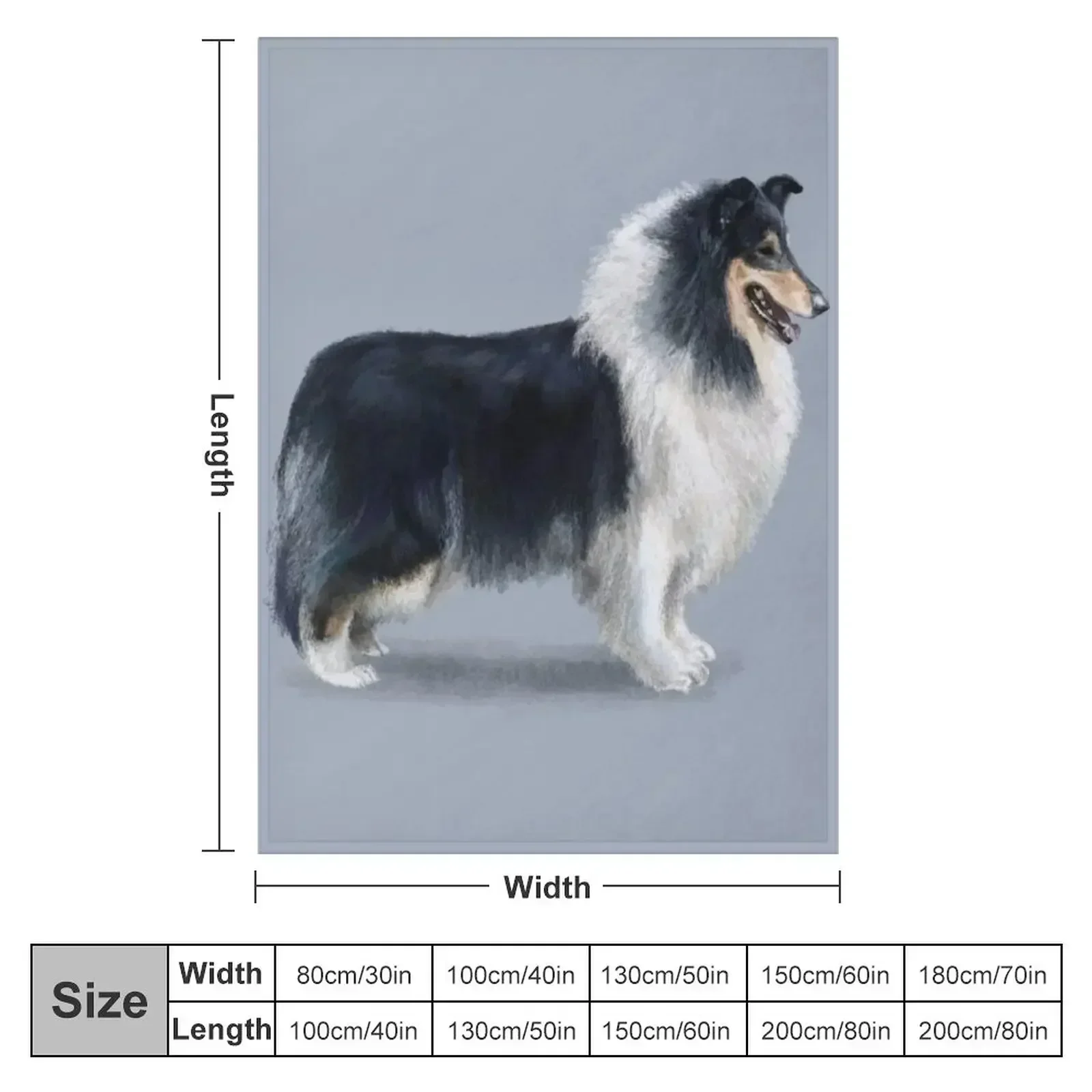 Tri Coloured Rough Collie Throw Blanket couch cozy soft plush fuzzy picnic outdoor blanket