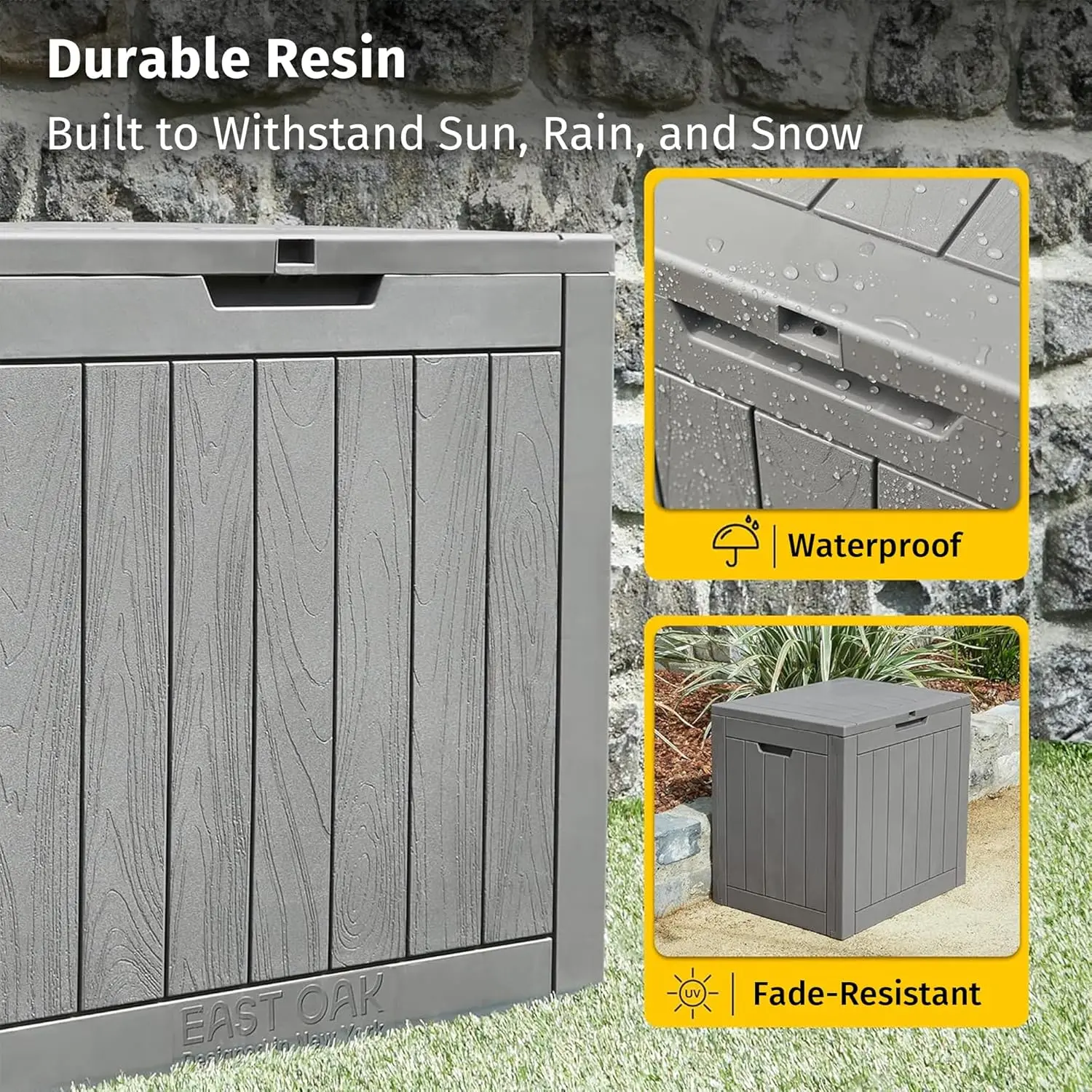 

Outdoor Storage Box, 31 Gallon Deck Box Indoor and Outdoor Use, Waterproof Resin Storage Bin for Package Delivery