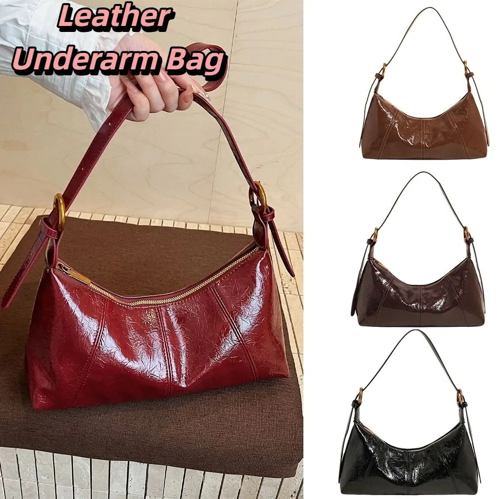 

Модная кожаная сумка подмышки в стиле ретро, французская женская сумка для отдыха, однотонная сумка для подмышек, зимняя сумка на плечо для поездок на работу