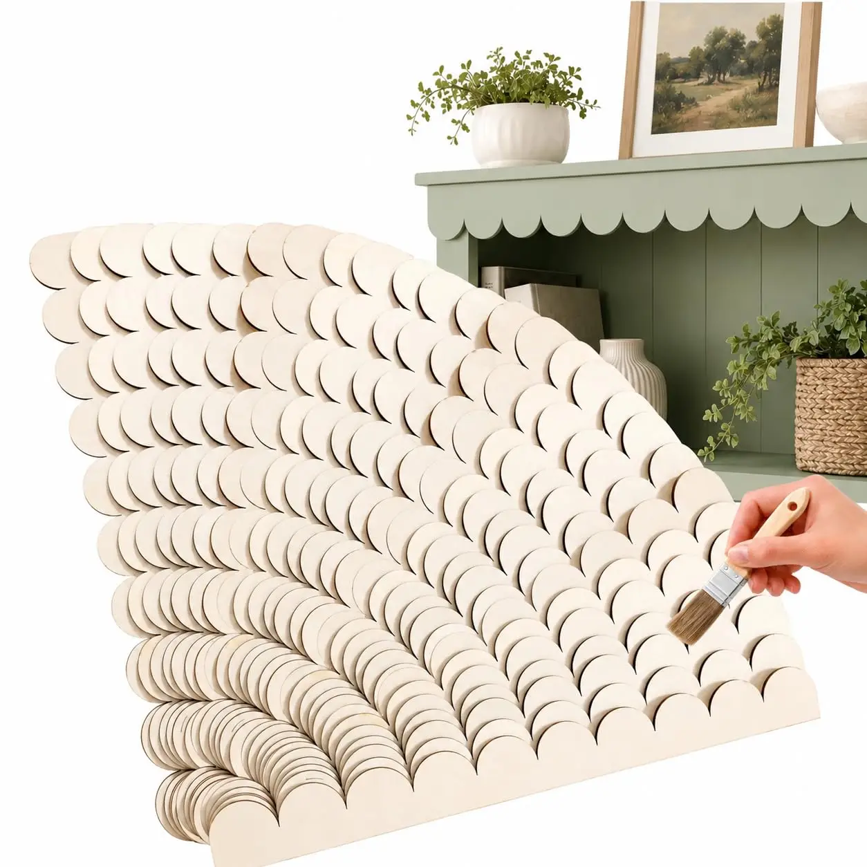 12pcs Scalloped Wood Trim - Elegant Decorative Molding for Walls, Cabinets, Shelves & Doors - DIY Home Improvement with Stylish