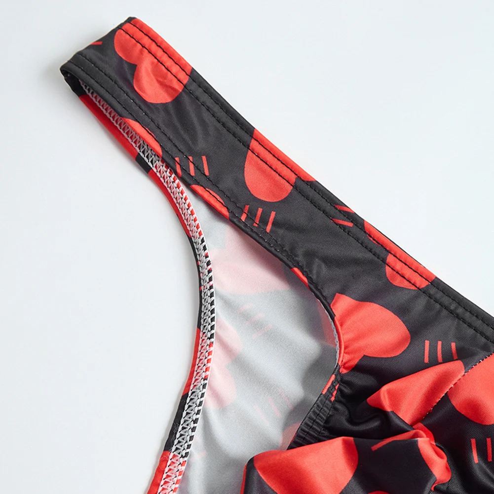 Sexy Men Fashion Love Printed Panties Middle Rise Underwear Briefs Bulge Pouch Casual Daily Wear Underpants