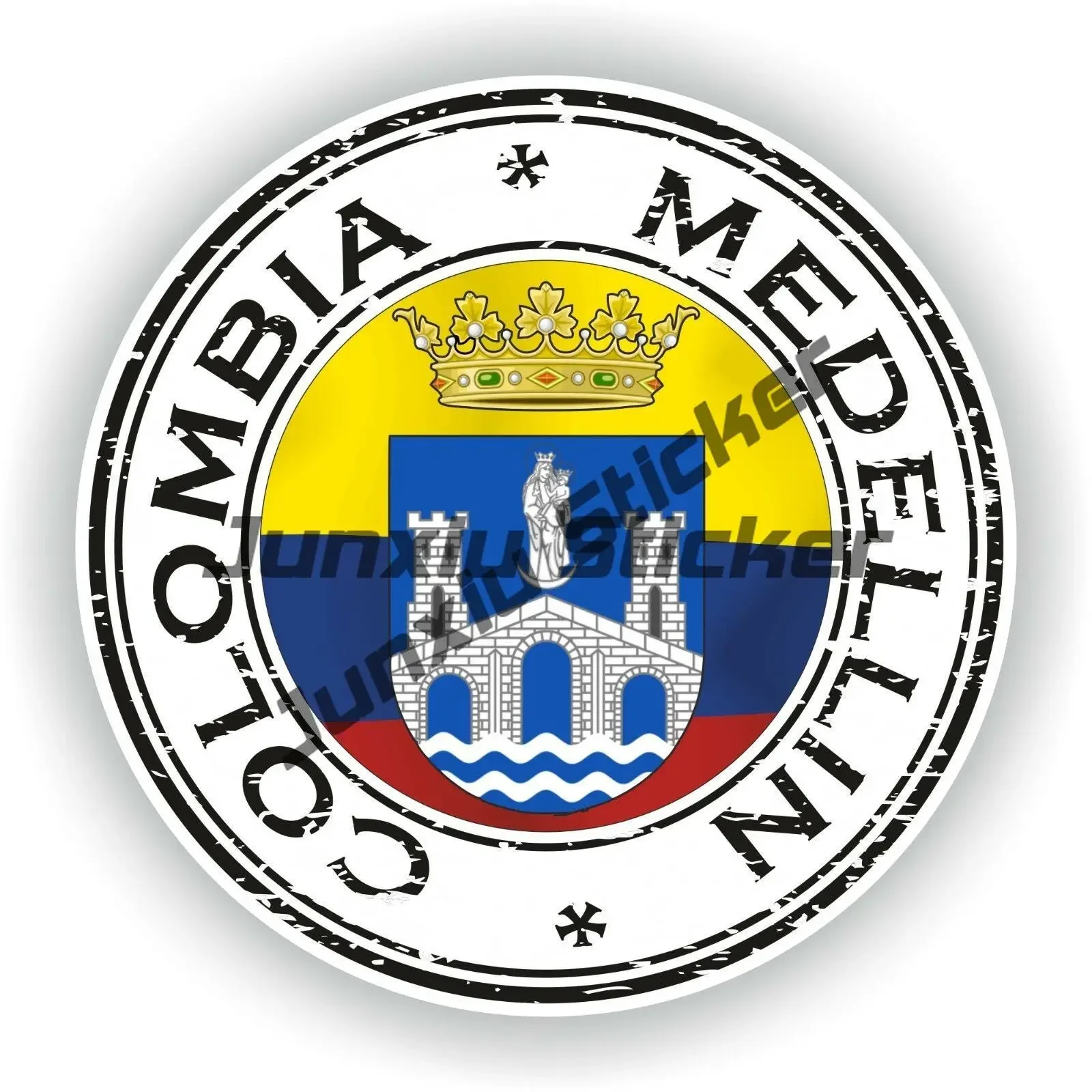 Colombia Coat of Arms Car Sticker Colombia Medellin Stamp Seal Sticker Decal Bogota City Coat of Arms Colombia Car Decal Decor