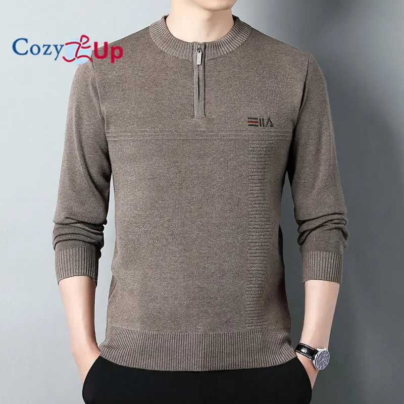 

Мужской свитер с круглым вырезом, мягкий Повседневный свитер с буквами и короткой молнией для мужчин, Классический пуловер, свитеры с резинкой по краю