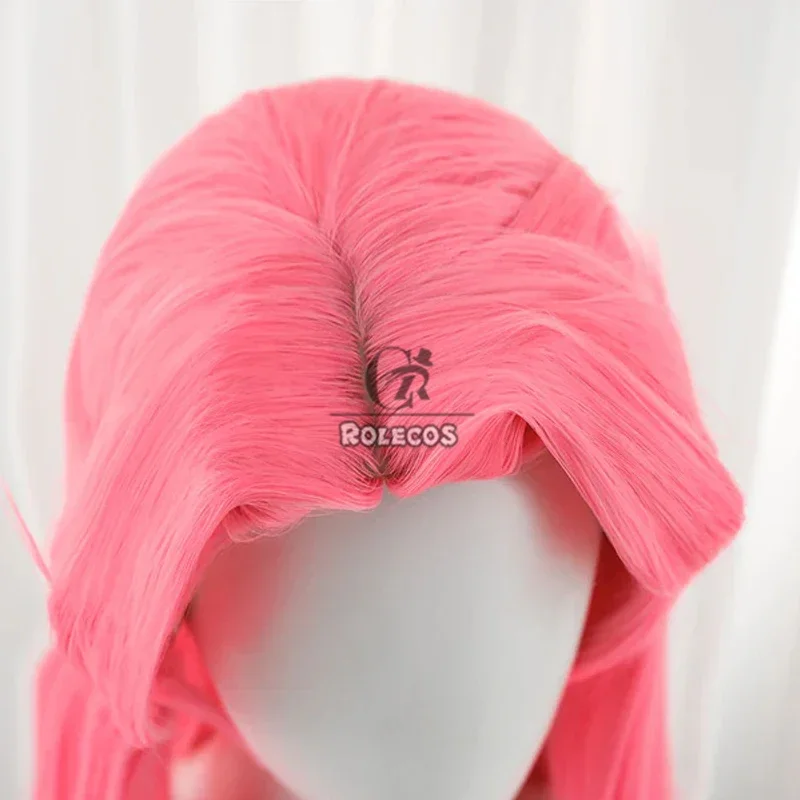 CosplayROLECOS Capelli sintetici Gioco Faerie Court Lux Parrucche Cosplay Lux Gioco di ruolo Halloween 60 cm Parrucca ondulata lunga rosa Capelli sintetici