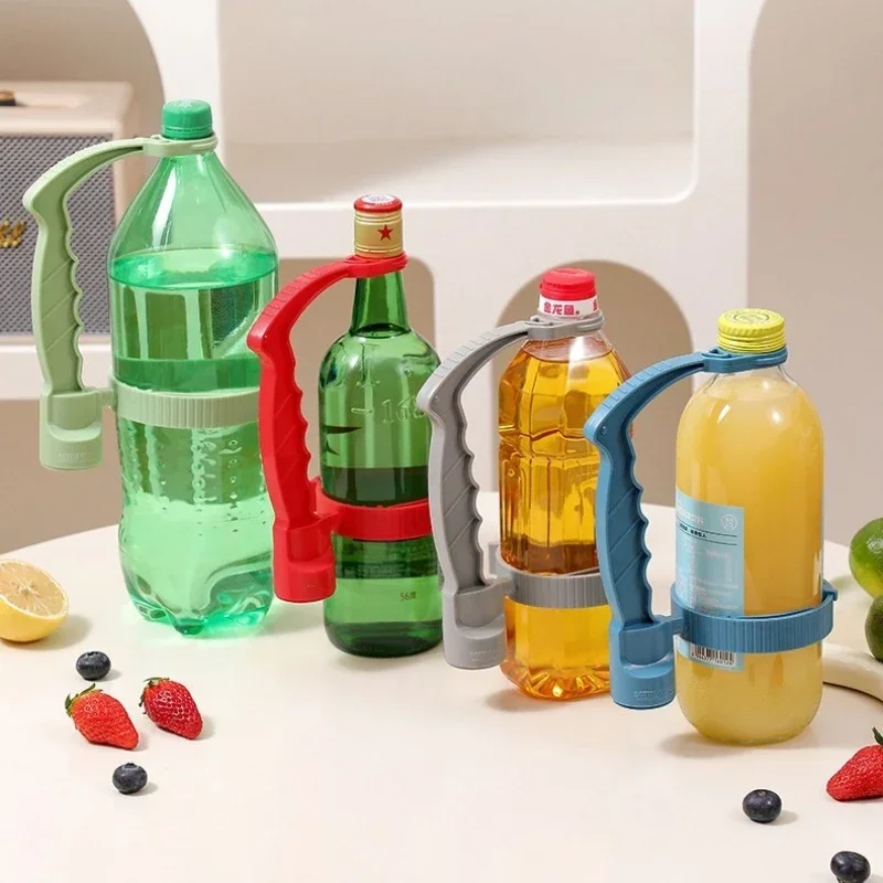 Asa ajustable multiusos para botellas, soporte para garrafas de aceite con abridor de tapas, herramienta de dispensación para verter y almacenar en la cocina