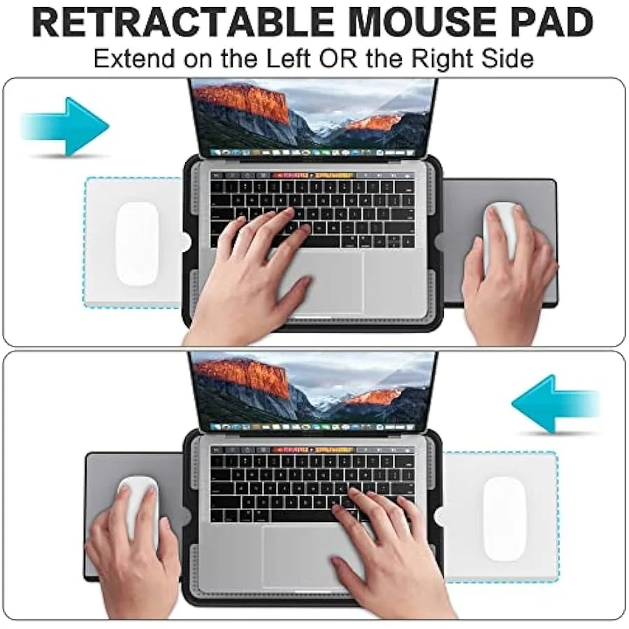 AboveTEK Portable Laptop Lap Desk w Retractable Mouse Pad Tray and Ergonomic Aluminum Notebook Desktop Holder for Desk
