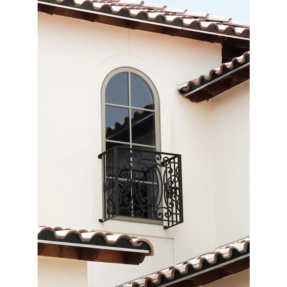 Modern House Wrought Iron Window Front Railings Juilet Style Steel Balcony Railing Black Fence Window Grills Security Bars