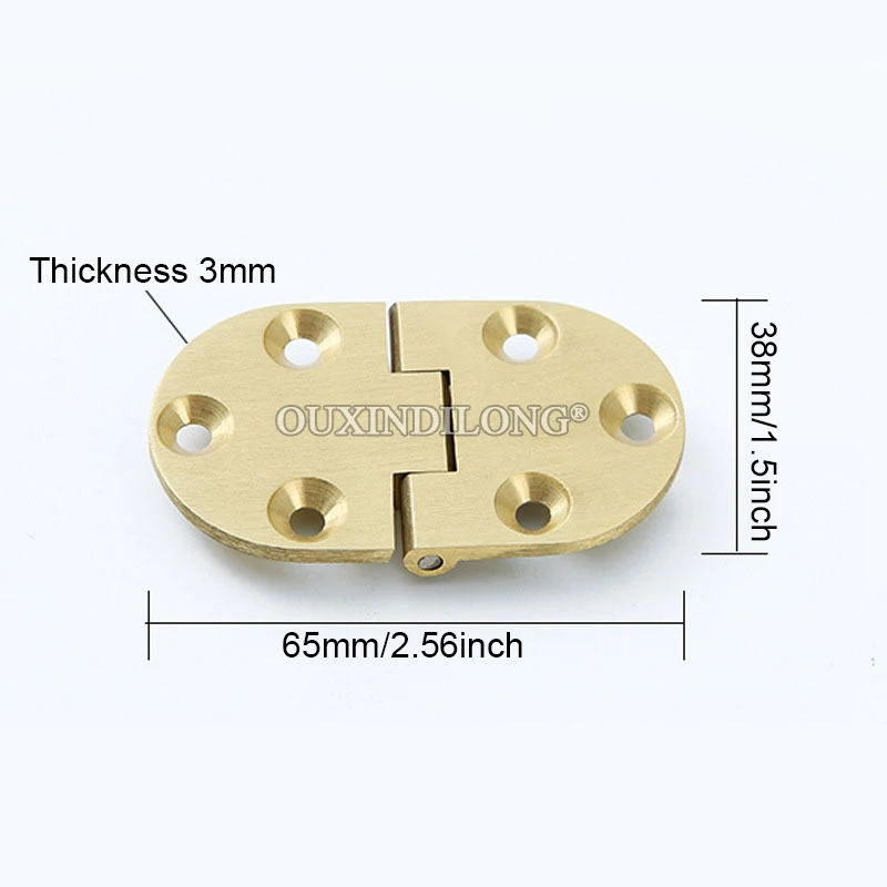 4PCS Solid Brass Butler Tray Flip Hinges Flat Open 90° Dining Table Desktop Folding Flap Hinges Closet Cabinet Round Hinges