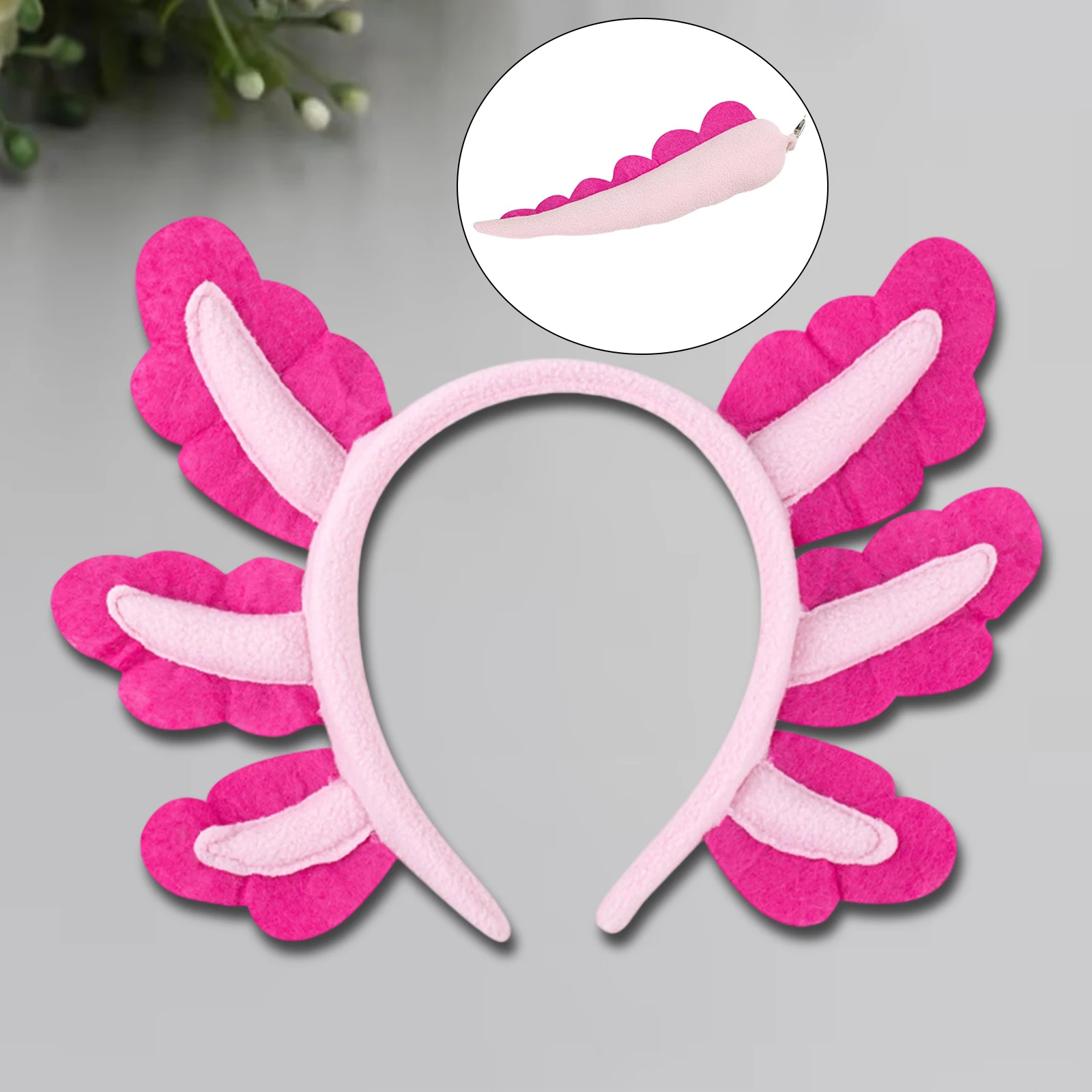 키즈 코스프레 의상 액세서리 귀여운 동물 뉴트 머리띠 꼬리 세트 할로윈 파티를위한 사진 소품