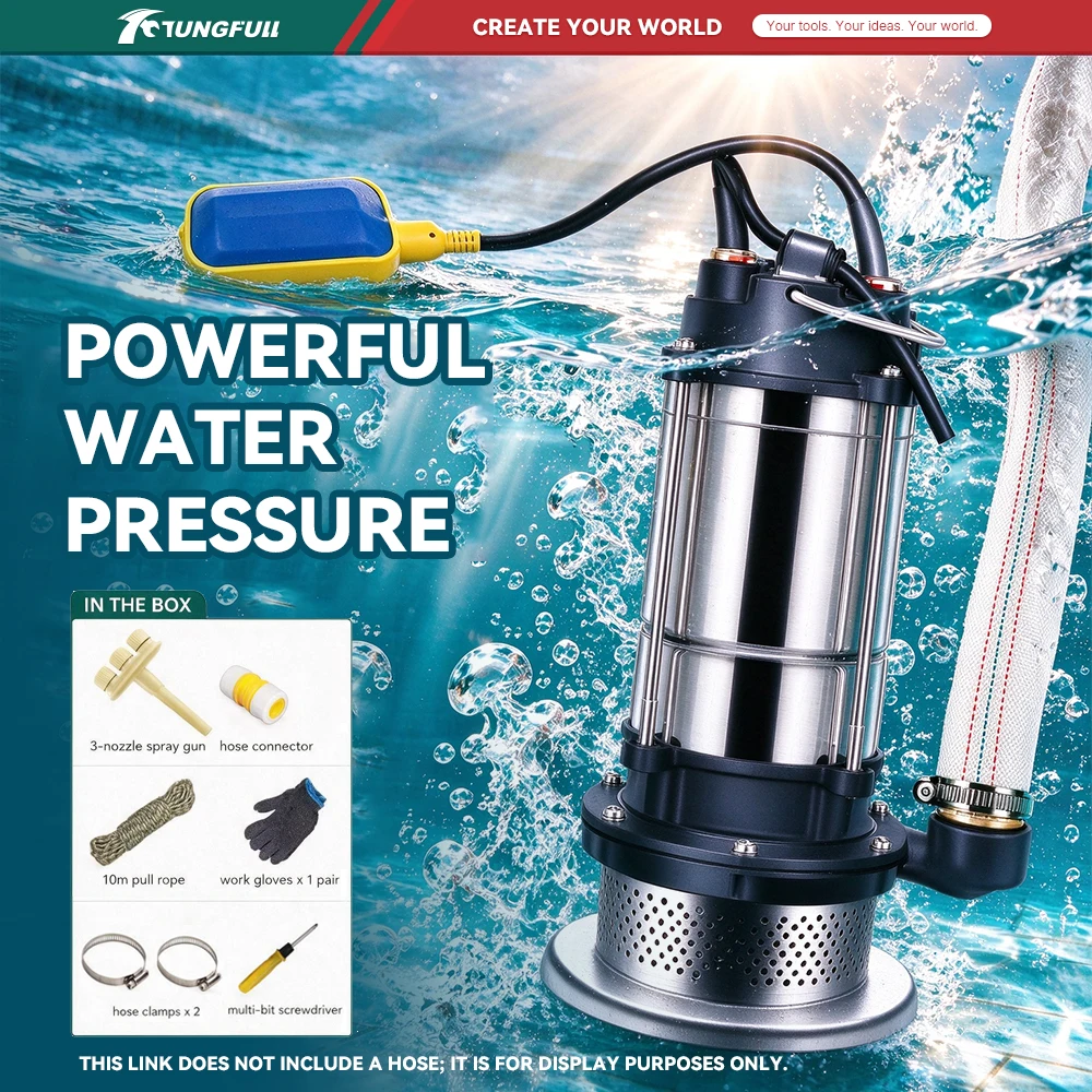 Electric Submersible Pump Dirty Water Pump Stainless Steel Body Float Switch for Garden Irrigation Roof Rainwater Tank Draining