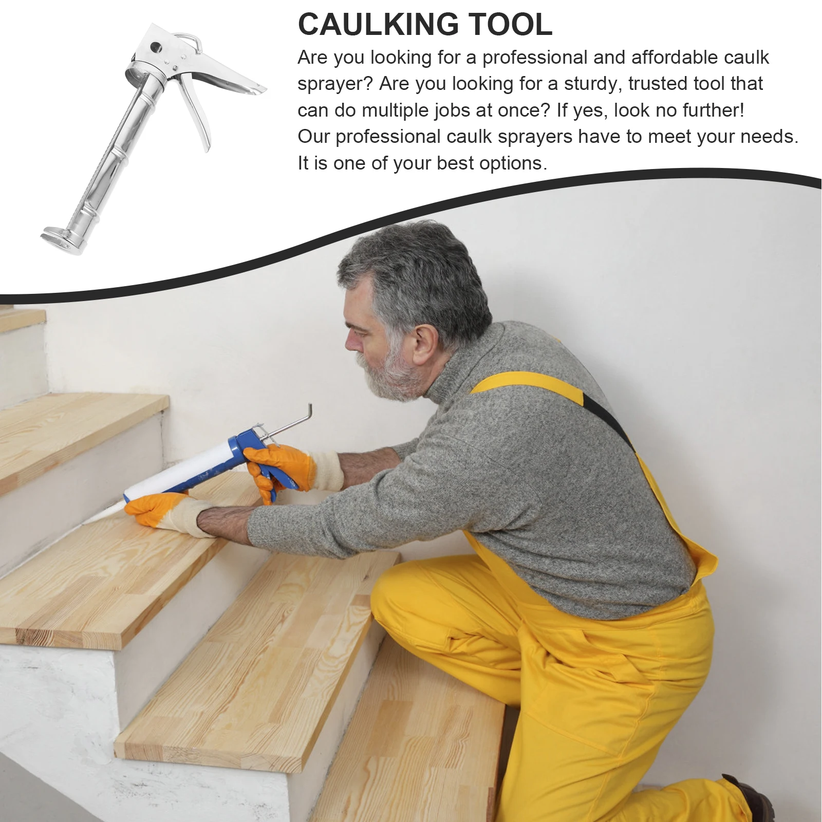 Ferramenta de calafetagem de cola resistente, cartucho selante, dispensador de calafetagem elétrica, alça durável, design anti-gotejamento para casa