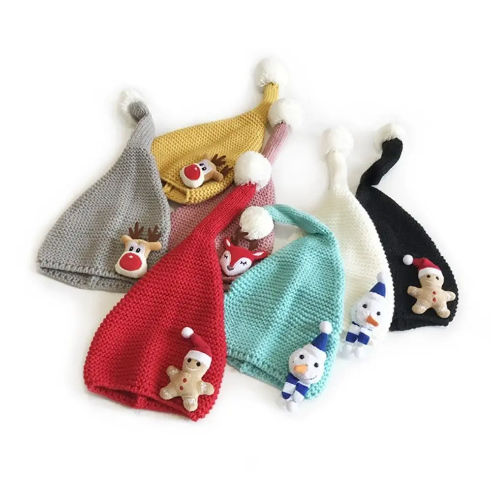 

Cartoon Cold-proof Baby Christmas Hat Solid Color Keep Warm Kids Beanie Christmas Gift Children Hat Autumn