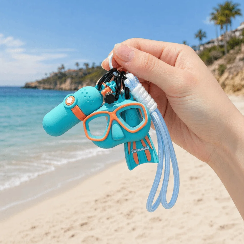 Funny Diving Series Keychain Creative Colorful Diving Mask Bag Pendant Backpack Decor Fashion Oxygen Cylinder Keyring