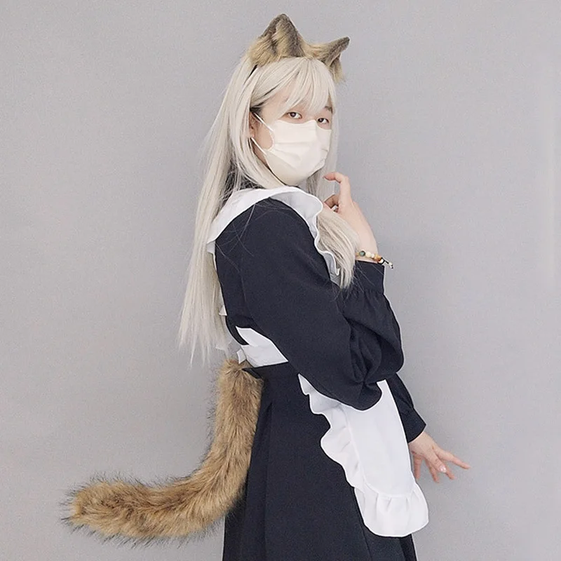 Anime raposa cauda e headwear conjunto feminino meninas festa cosplay adereços lolita raposa orelha cauda de pelúcia animais estilo bandana cauda dia das bruxas