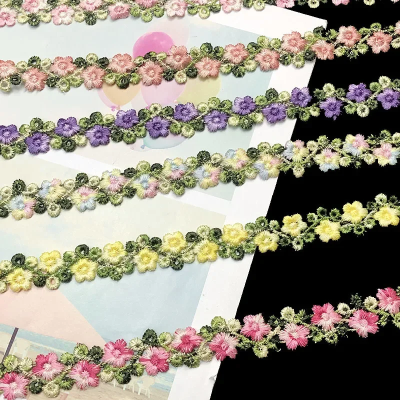 1 Yards Lace Trim Craft Flower Polyester Lace Fabric Venise Floral Embroidered Applique Decorated Lace Ribbon