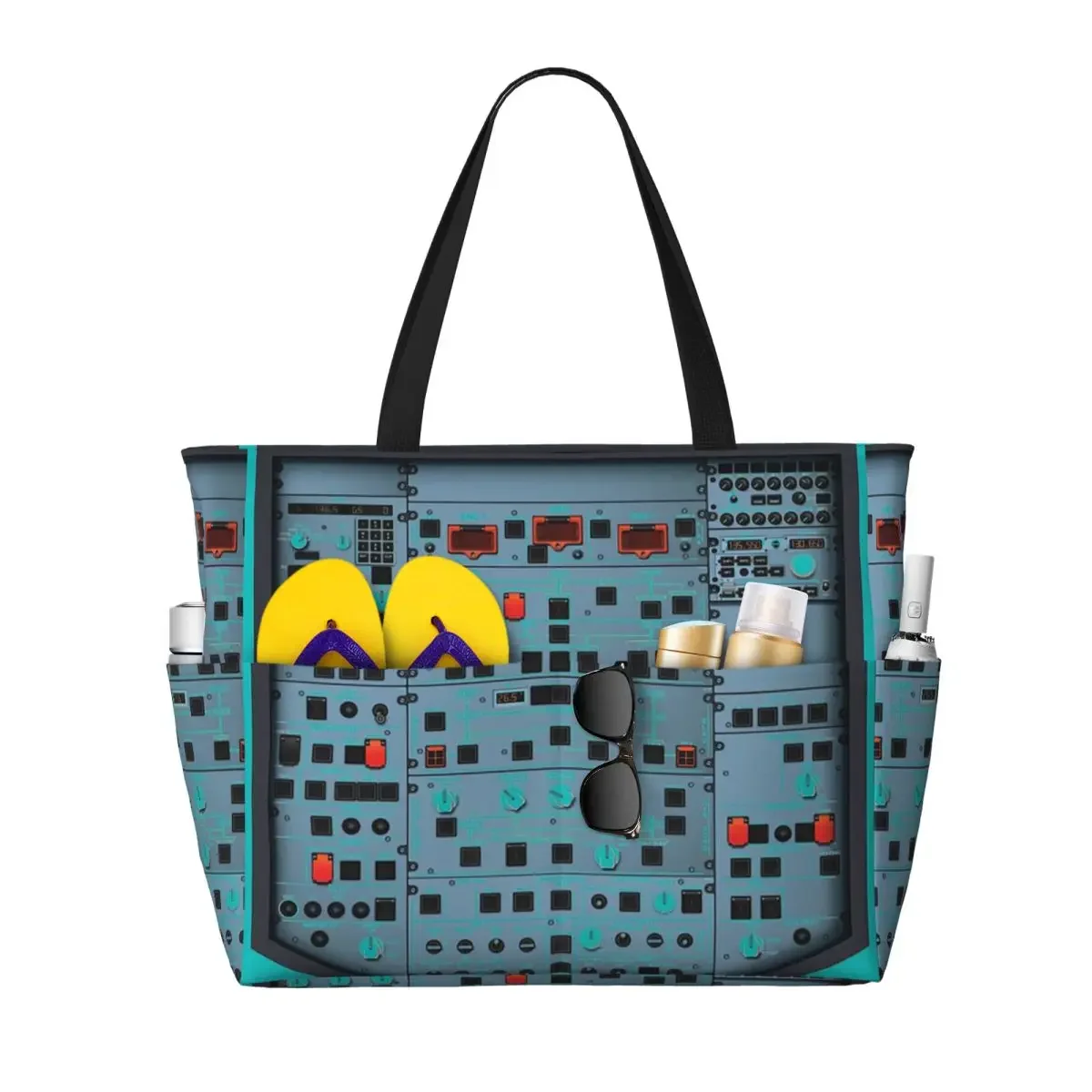 AIRBUS A320 OVERHEAD PANEL Beach Tote Bag Sport Gym Yoga Duffle Large Tote Bag Women Travel Bag Fitness bag