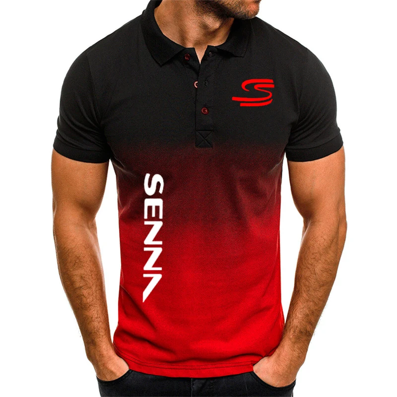 SENNA POLO shirt 2024 Fashion Men T Shirt Casual Ayrton Senna Brazilian Formula 1 Legend T-shirt Signature men's T-shirt