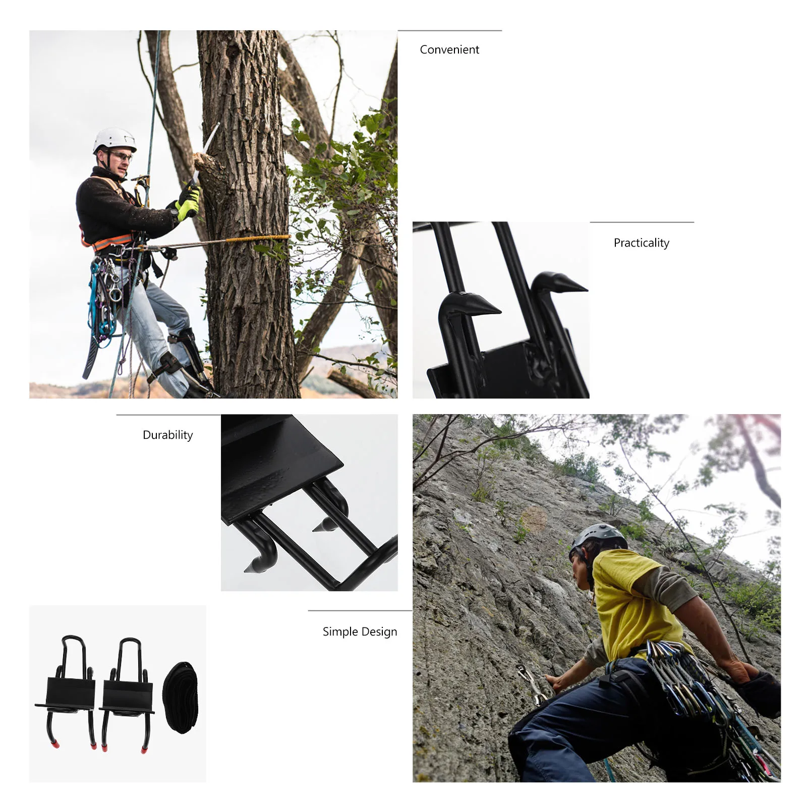 

1 Set Carbon Steel Spikes Durable Tree Climbing Tools Strong Solid Steel Spikes Foot Pedals For High-Altitude Work Thickened