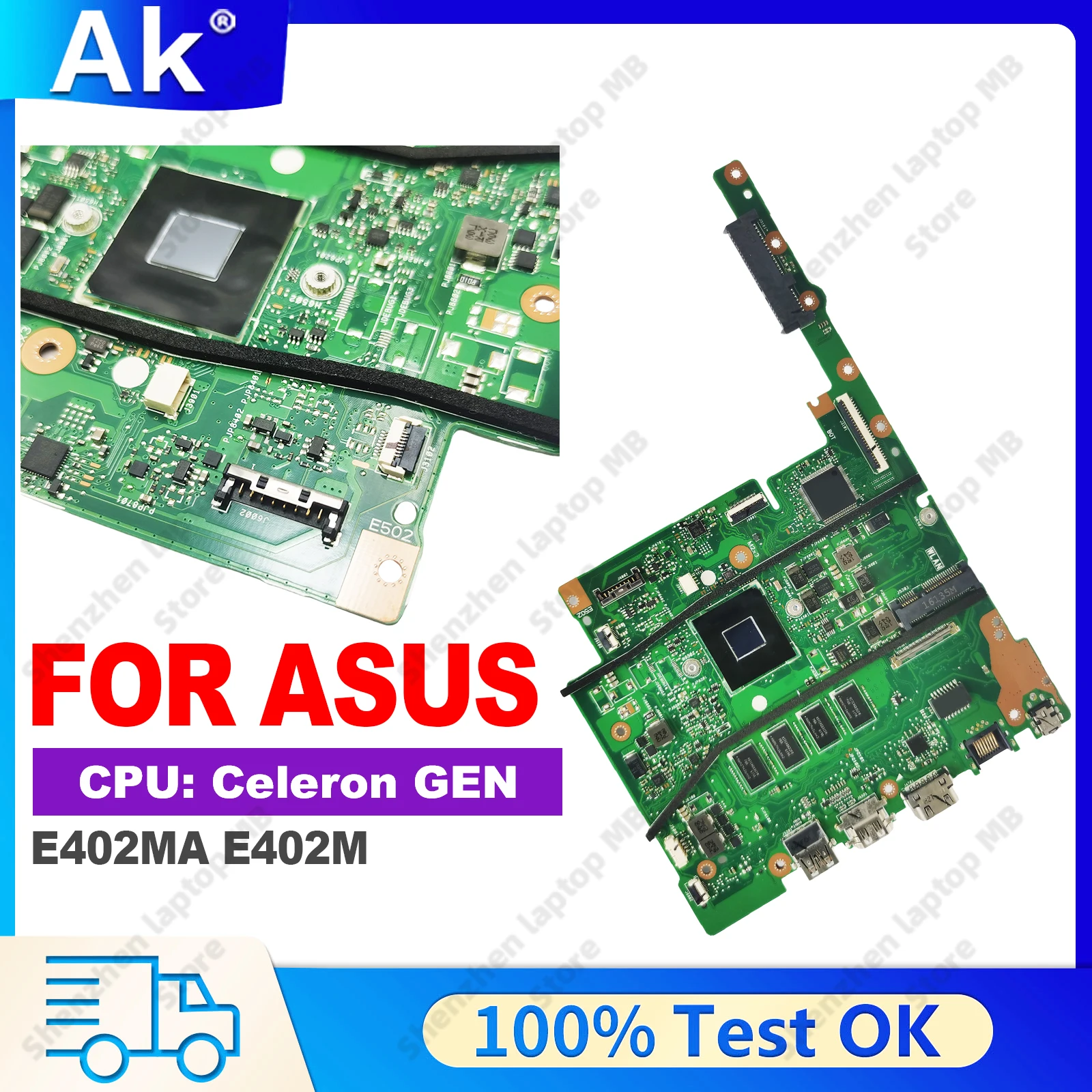 E402MA Laptop Motherboard For ASUS EeeBook E402M Mainboard With N2840 N2940 N3540 CPU 2G/4G-RAM 0G/32G/64G-SSD CPU 100% Tests OK