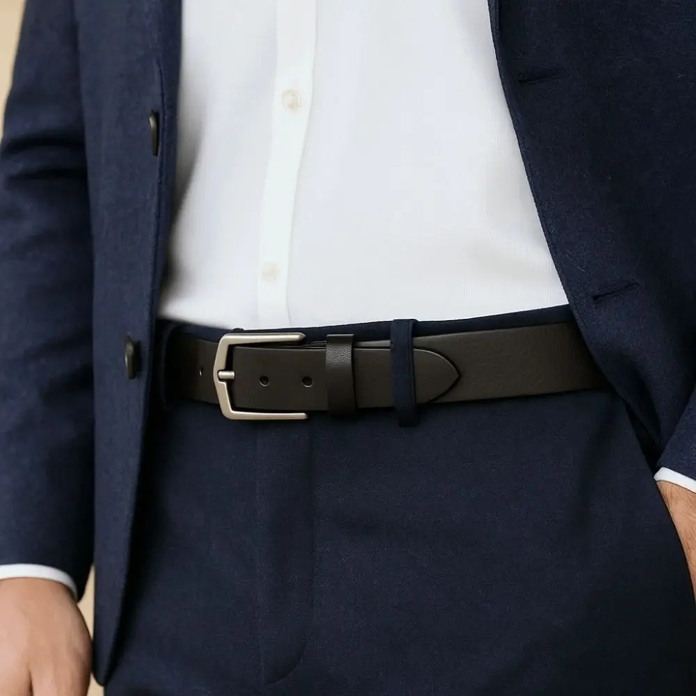 

Adjustable Alloy Men Wide Belt Retro Square Buckle Genuine Leather Belt Durable Brown Jeans Waistband Students