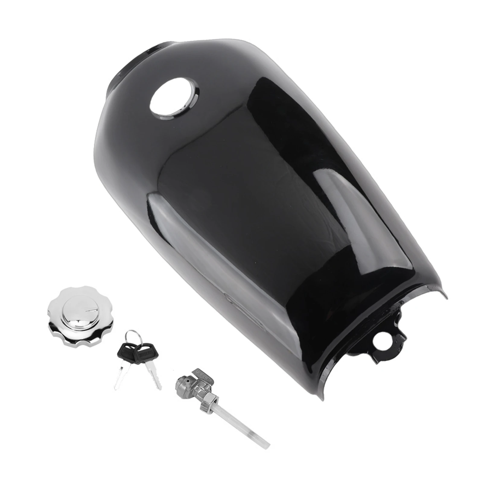 

Retro Motorcycle Fuel Tank Gas Petrol Tank with Cap Bright Black Fit for CG125 Retro Bright Black Motorcycle Fuel Gas Tank