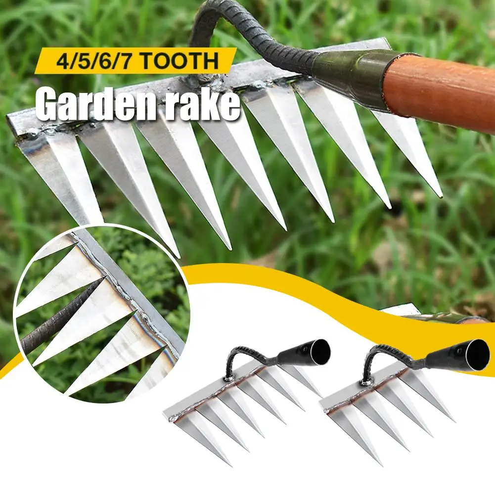 Gardening Hoe Weeding Rake Steel Farm Tool Grasping Raking Level Loosen Soil Harrow Clean Leaves Collect Weeds Agricultural Tool