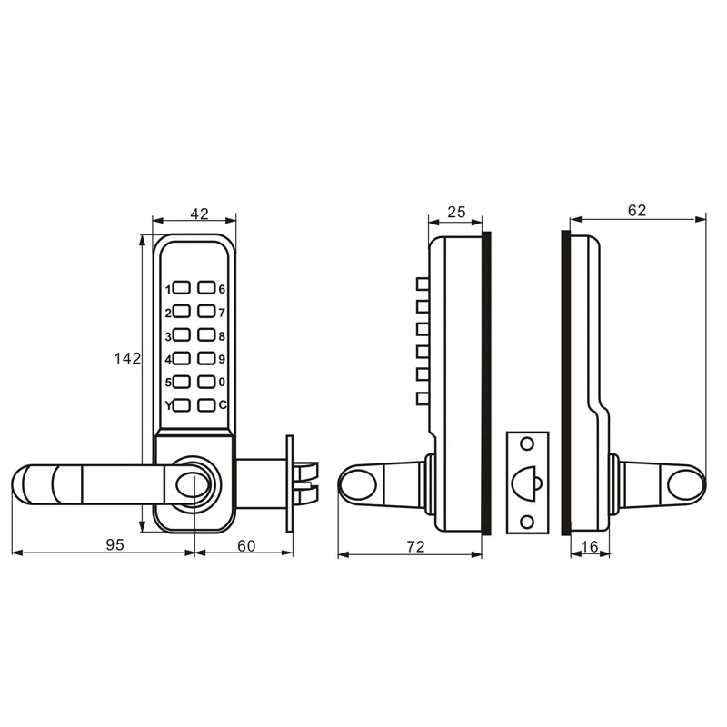 LACHCO Mechanical Door Locks Keyless Digital Machinery Code Keypad Password Entry Door Lock  L17001BS