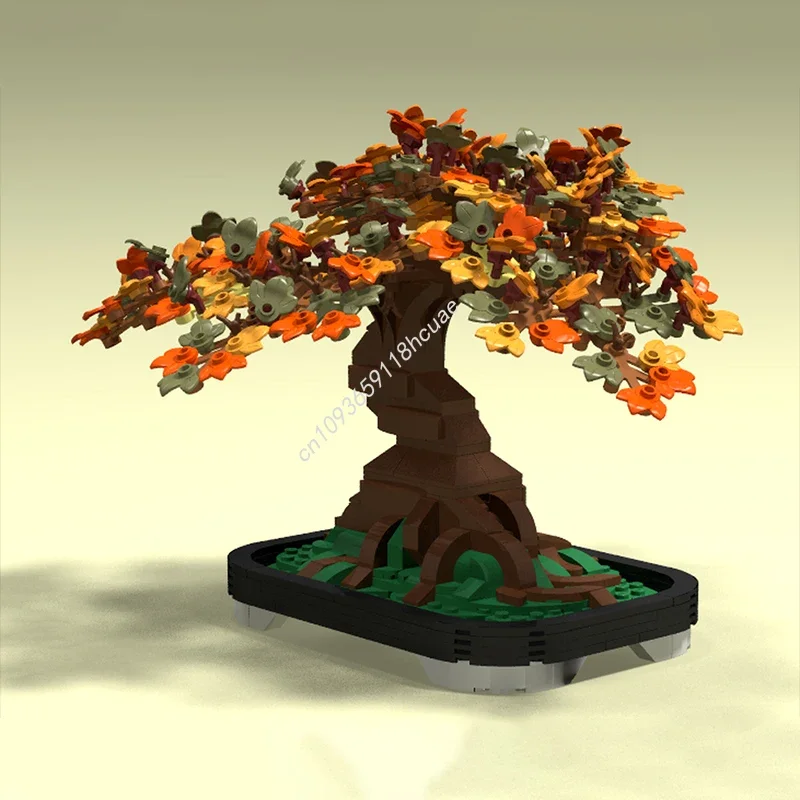 

622 детали MOC: Модель осеннего бонсай с листьями и корнями, конструктор, архитектурные блоки, игрушки для самостоятельной сборки, подарки на день рождения и Рождество