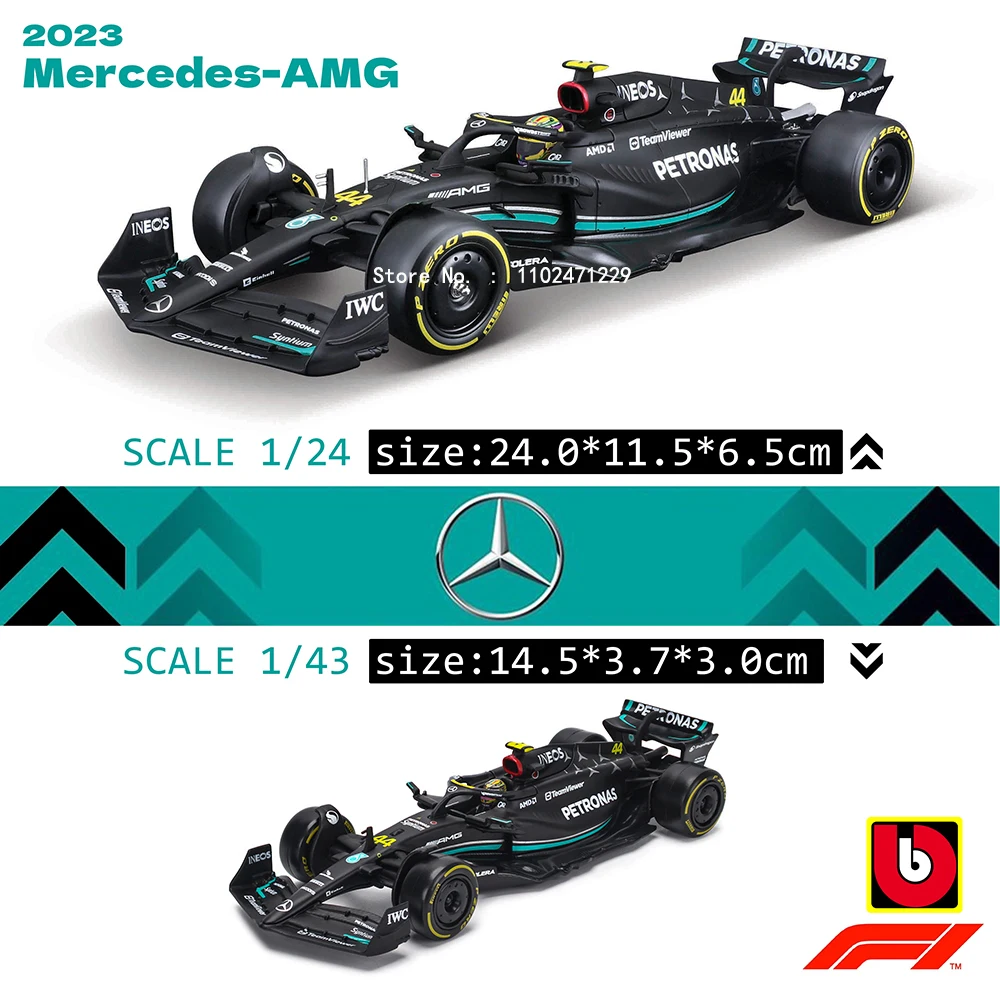 Bburago 1:24 Mercedes-AMG F1 Team W14 2023 #44 Hamilton #63 George Red Bull RB18 Alloy Car Model Formula One Die Casting Model