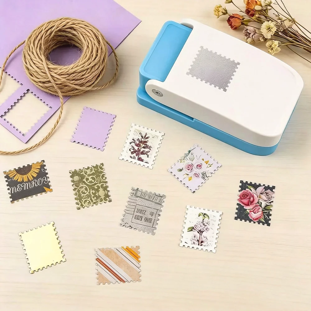 Picture 3: Medium / Large Stamp Shape Puncher Scalloped Rectangle Lever Action Craft Punch for Scrapbooking Journaling & DIY Paper Crafting