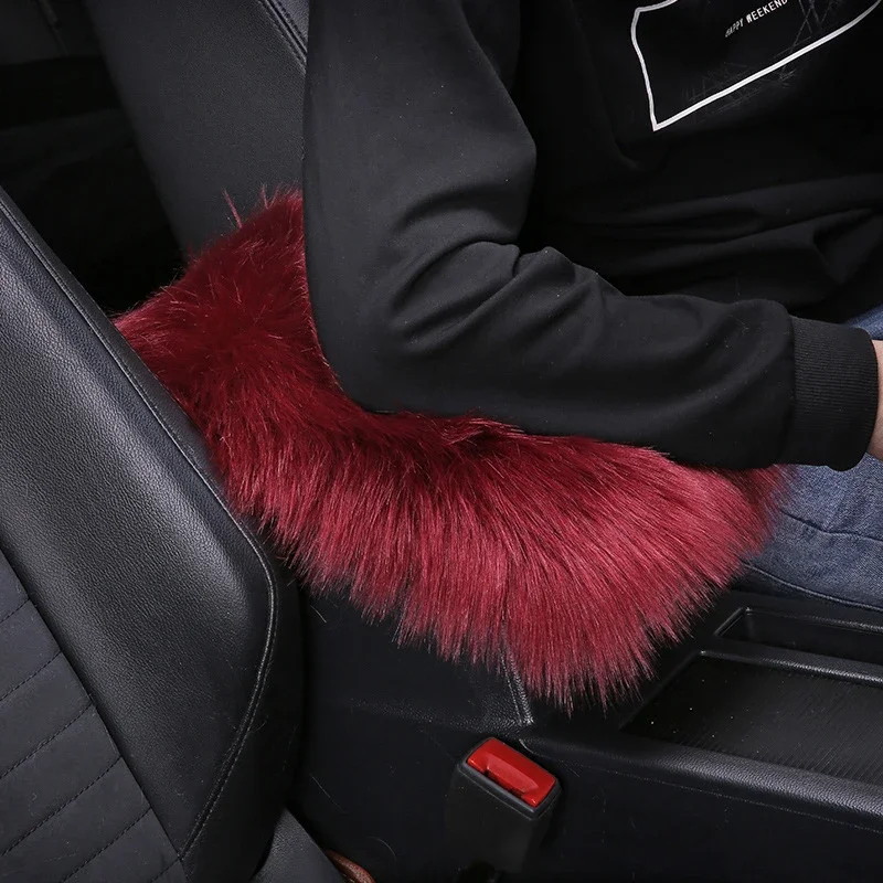 

Warm Fur Plush Car Armrest Cover Automobile Central Console Armrest Box Pad Faux Fur Cushion Protector Car Accessories Interior