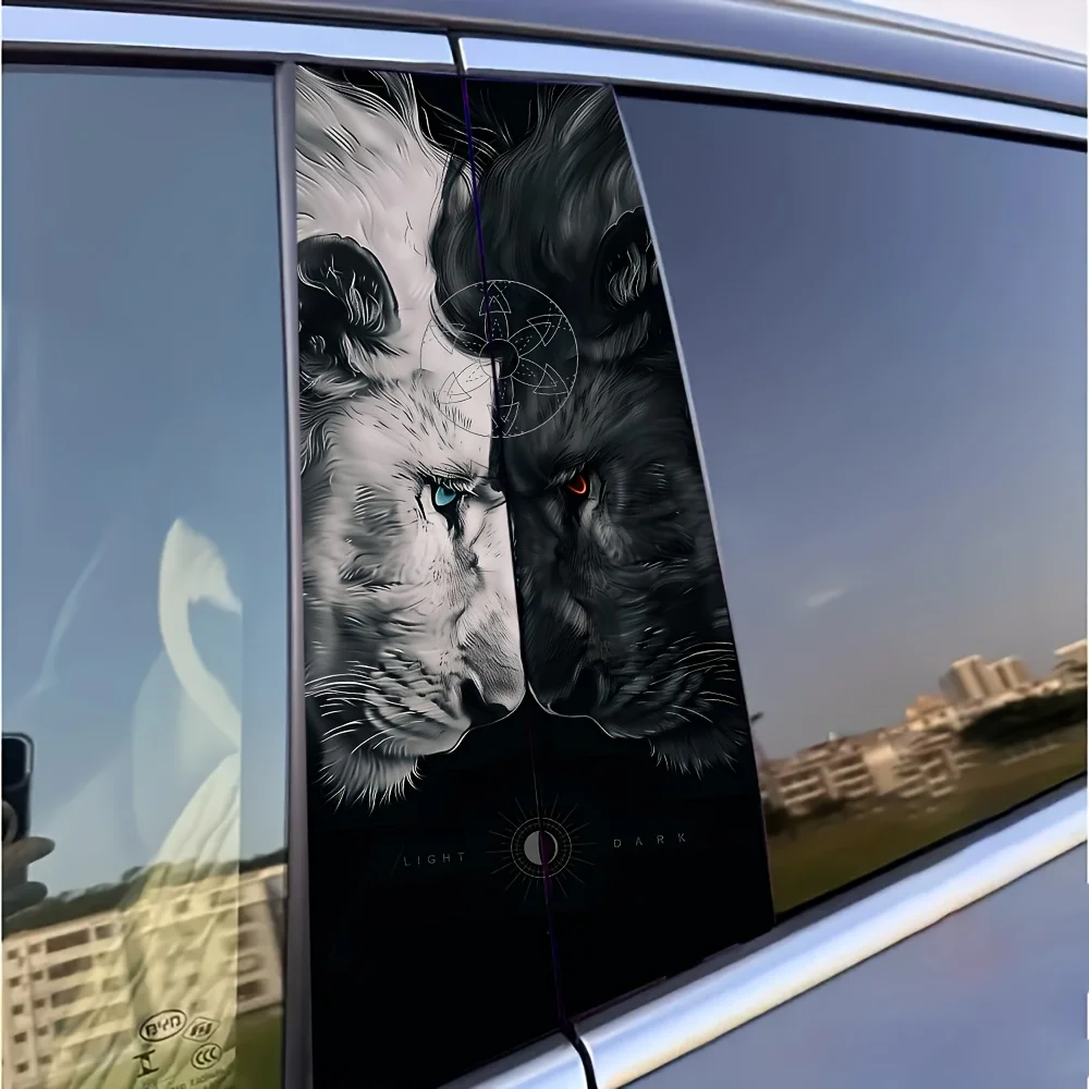 2-piece set of majestic lion vinyl stickers - glossy animal themed car stickers, perfect for vehicle exterior decoration