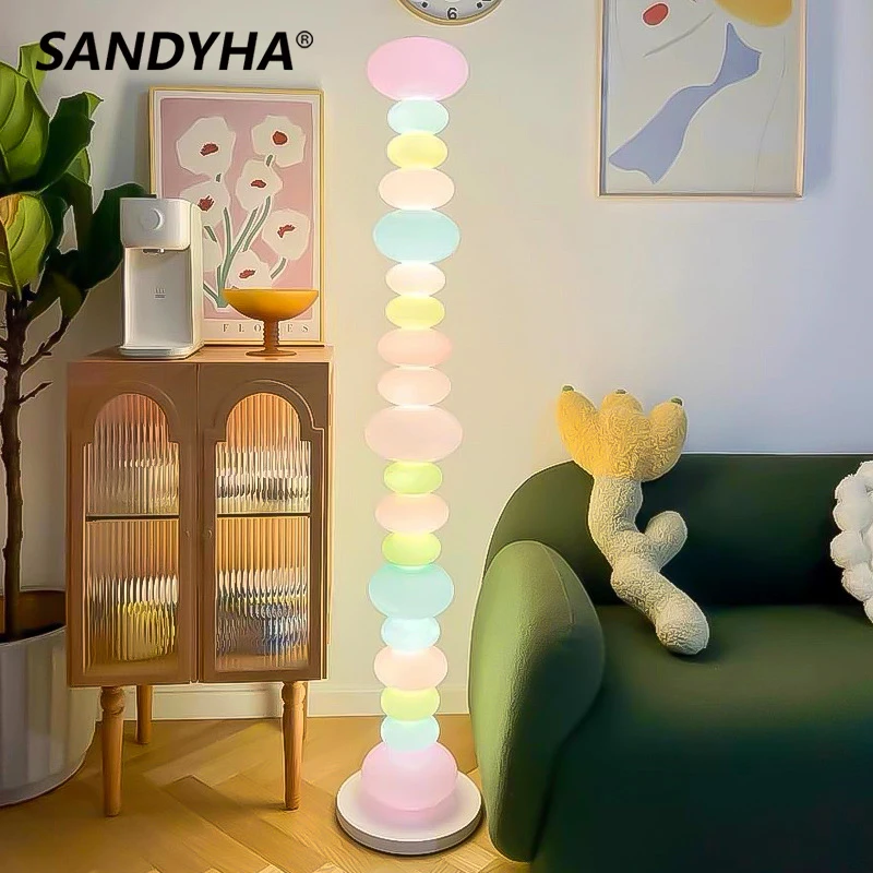 SANDYHA Rainbow Candy Floor Lamps String Standing Table Light Creative Children's Room Led Living Dining  Bedroom Home Decor