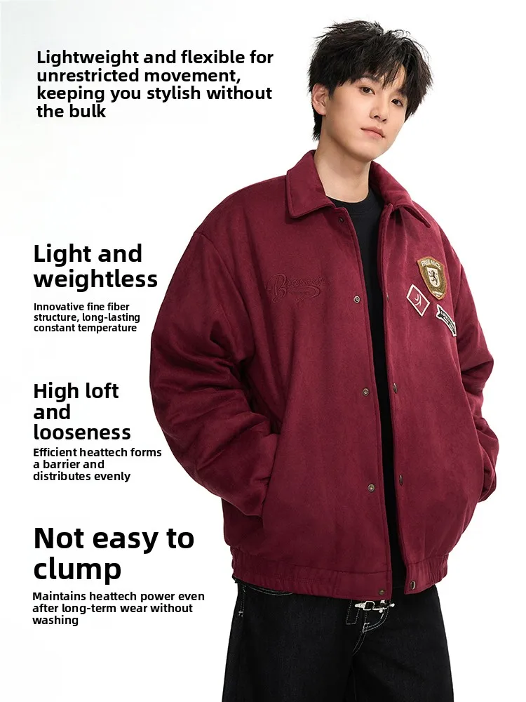 العث متفوقة الأمريكية الرجعية المطرزة القطن Jaet الرجال الخريف الشتاء جديد Sle الجلد المدبوغ ملابس خارجية فضفاضة غير رسمية