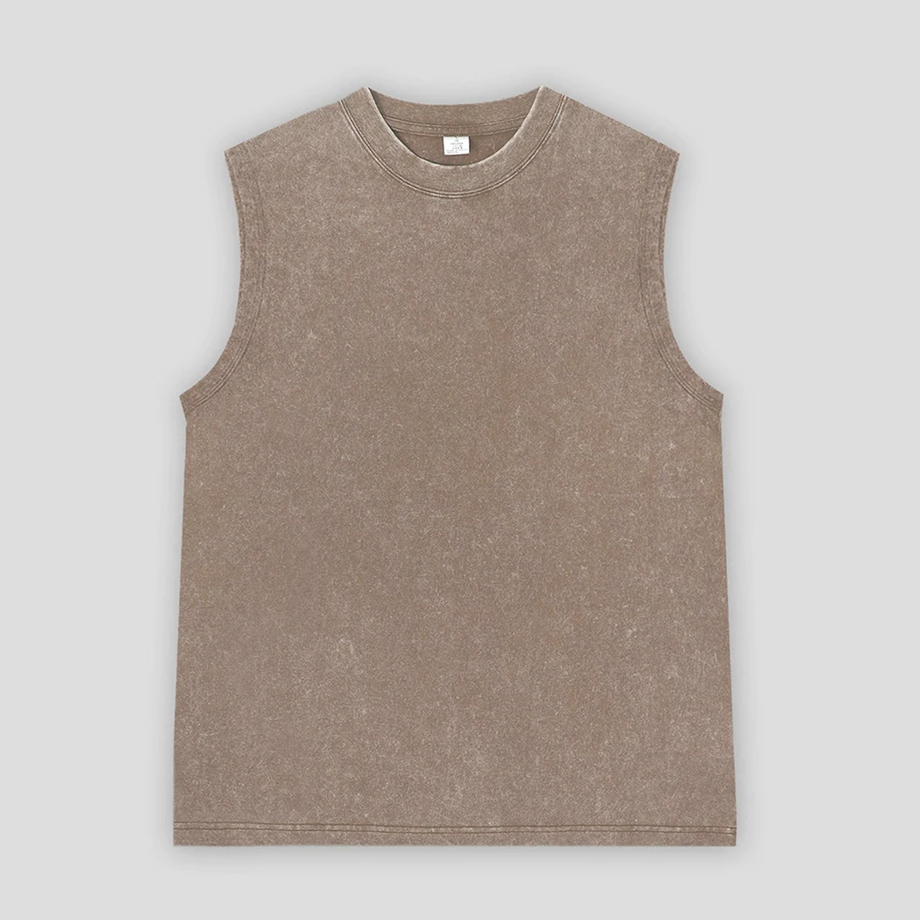 Summer Men's Washed Cotton Tank Tops Muscle Gym Sleeveless Workout Vintage T Shirts Running Beach Loose Women Men Top Tees