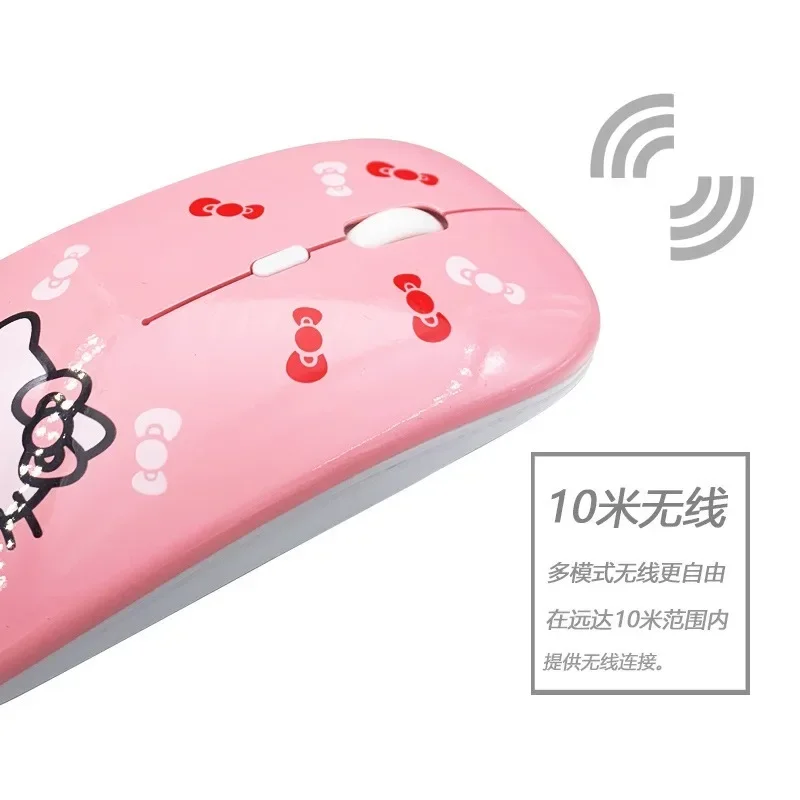 Sanrio Hello Kitty Wireless Mouse 2.4G Bluetooth Kawaii Ultra-thin Silent Gaming Mouse for IPad Computer Laptop PC Girl Kid Gift