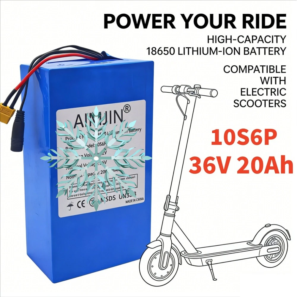 36V 20ah 10s6p lithium-ion battery pack 36V 20000mAh 1000W electric battery built-in BMS