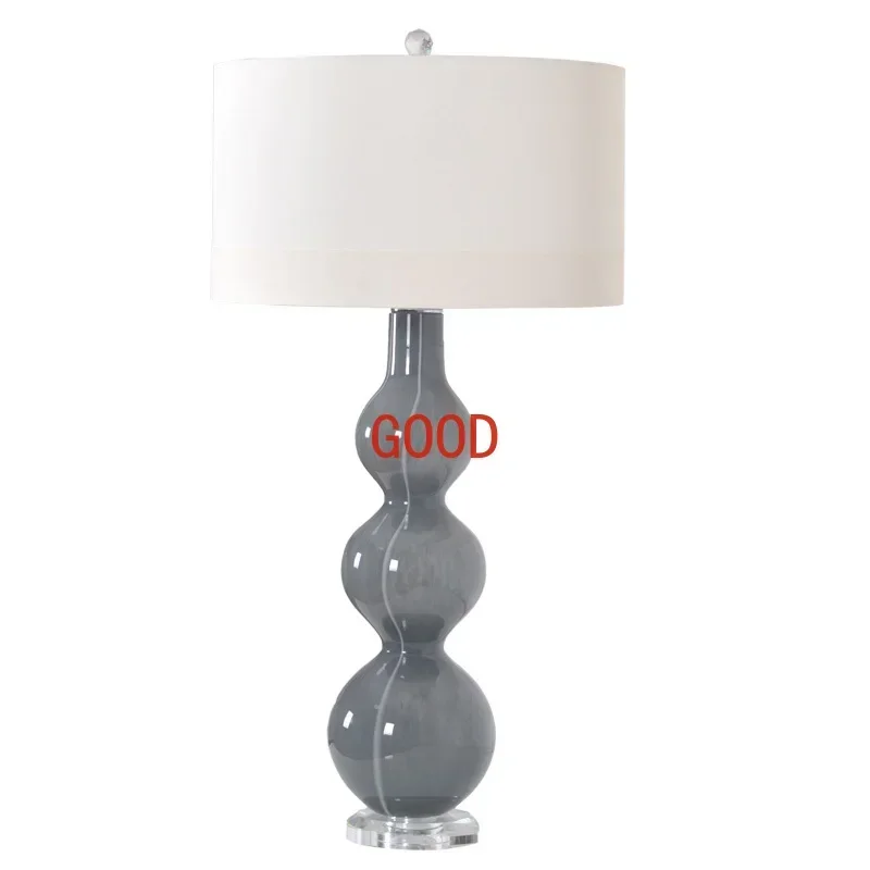 American Light Luxury Living Room Bedroom Bedside Table Lamp Simple Modern Master Bedroom Creative Retro Nordic Gray Table Lamp